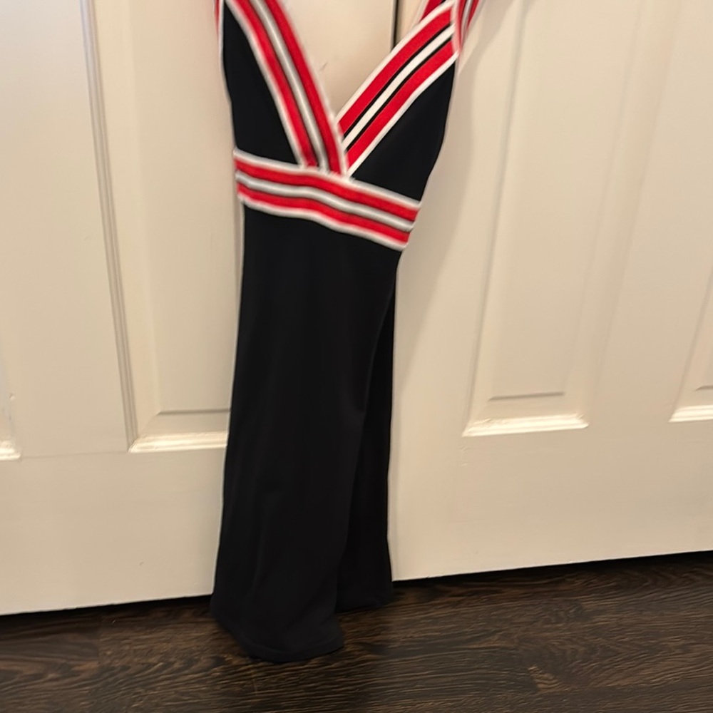 Black Dress with Red and White Stripes